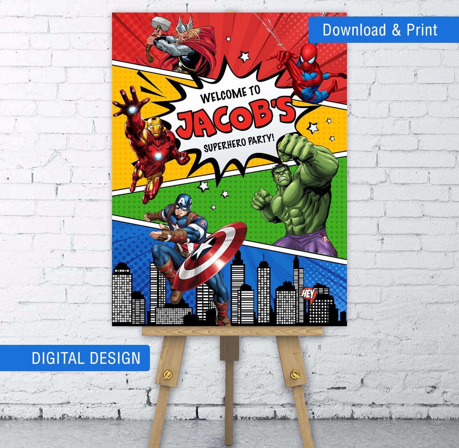 DIGITAL Welcome sign Avengers birthday Welcome sign | Etsy