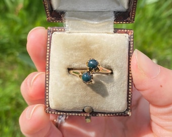 Vintage 10ct Gold Bloodstone ‘Toi et Moi’ Ring, Size M1/2 or 6.75, Vintage Engagement Ring, Vintage Bloodstone Ring, Vintage Toi et Moi