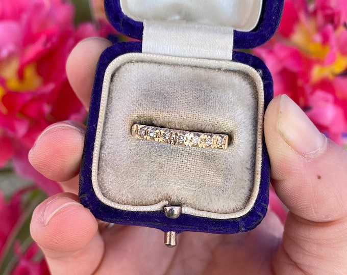 Vintage 9ct Gold Diamond Half Eternity Ring, Size N or 7, Diamond ...