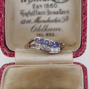 Vintage 9ct White Gold Tanzanite and Cubic Zirconia Ring, Size M1/2 or 6.75, Vintage Engagement Ring, Vintage Tanzanite Ring, Vintage Ring