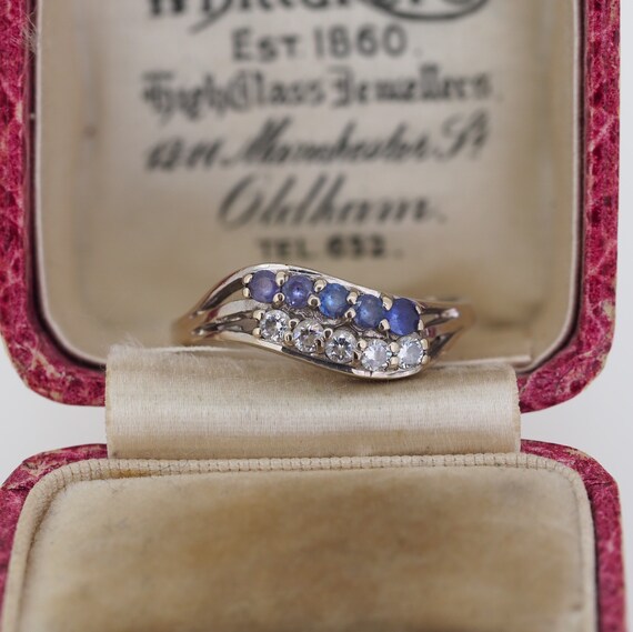 Vintage 9ct White Gold Tanzanite and Cubic Zirconia Ring, Size M1/2 or 6.75