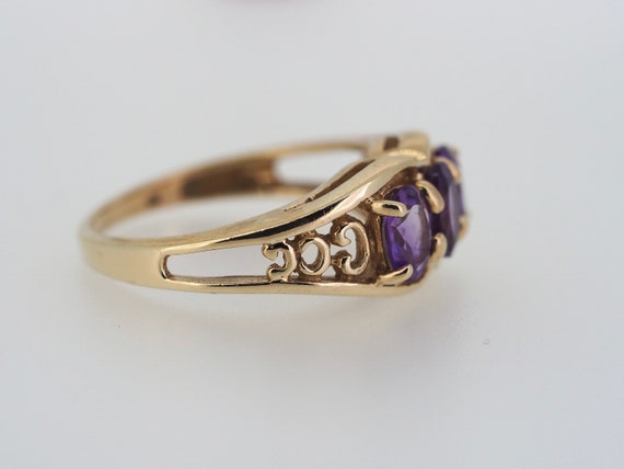 Size 7.25 Jewellery Rings Multi-Stone Rings U.S UK size O Amethyst and Diamond Vintage Trilogy Ring in 9ct Gold 