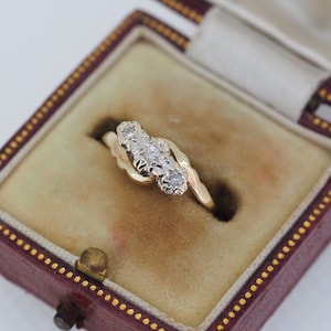 Vintage 9ct Gold Diamond Trilogy Ring, Size M or 6.5, Vintage Engagement Ring, Diamond Ring, Vintage Diamond Ring, Trio Ring, Cocktail Ring