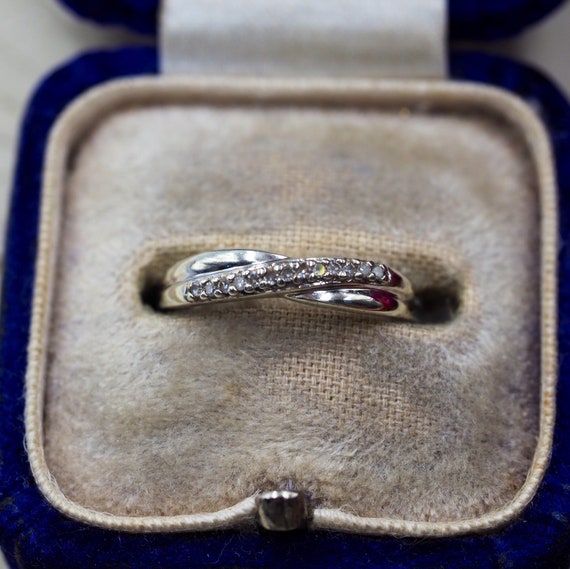 Vintage 9ct White Gold Diamond Half Eternity Ring, Size J or 5