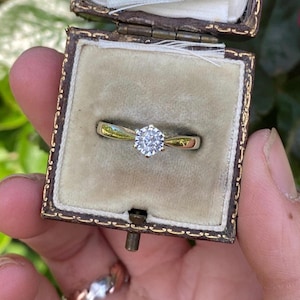 Vintage 9ct Gold Diamond Solitaire Ring, Size M 1/2 or 6.75, Vintage Engagement Ring, Diamond Solitaire Ring, Vintage Diamond Ring,