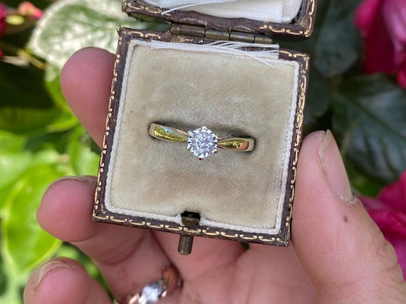 Vintage 9ct Gold Diamond Solitaire Ring, Size M 1/2 or 6.75