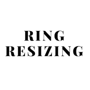 May include: Black and white text that reads "RING RESIZING" in a bold, sans-serif font.