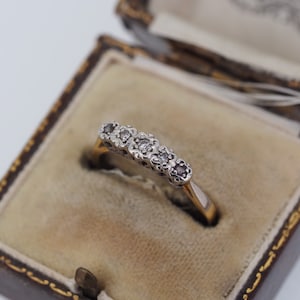 Vintage 18ct Gold and Platinum Diamond Five Stone Ring, Size L1/2 or 6.25 Vintage Engagement Ring, Vintage Diamond Five Stone Ring, Platinum