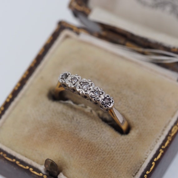 Vintage 18ct Gold and Platinum Diamond Five Stone Ring, Size L1/2 or 6.25