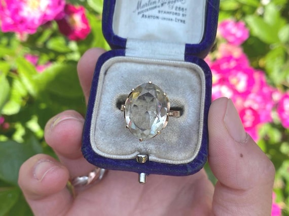 Vintage 9ct Gold Smokey Quartz Solitaire Ring, Size N or 7