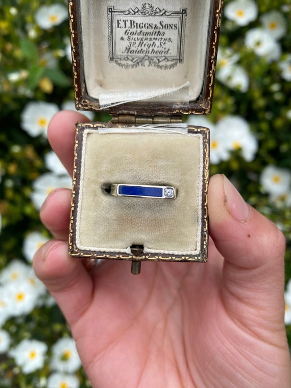 Vintage 9ct Gold Lapis Lazuli and Diamond Ring, Size L1/2 or 6.25