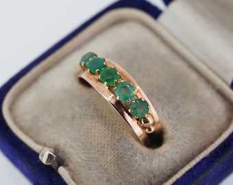 Vintage 14ct Gold Chrysoprase Band Ring, Size M1/2 or 6.75, Vintage Engagement Ring, Vintage Chrysoprase Ring, Chrysoprase Band Ring, Green