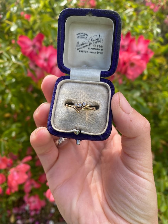 Vintage 9ct Gold Diamond Trilogy Ring, Size N or 7