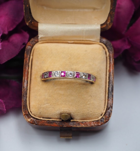Vintage 9ct Gold Ruby and Spinel Eternity Ring, Si