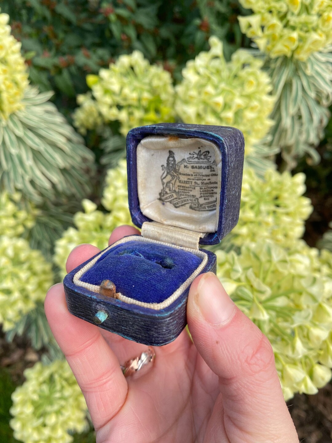 Antique Ring Box H, Samuel Ltd Vintage Ring Box, Ring Box, Velvet Ring Box, Leather Ring Box