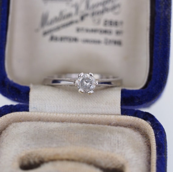 Vintage 9ct White Gold Diamond Solitaire Ring, Size K or 5.5
