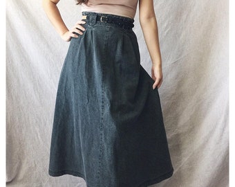 Long Denim Skirt - Etsy