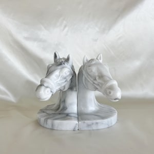 Marble Horse Head Bookends, Horse Bookends, Horse Bookends, Horse Home Decor, Vintage Bookends, Natural Stone Bookends, Vintage Moder Decor