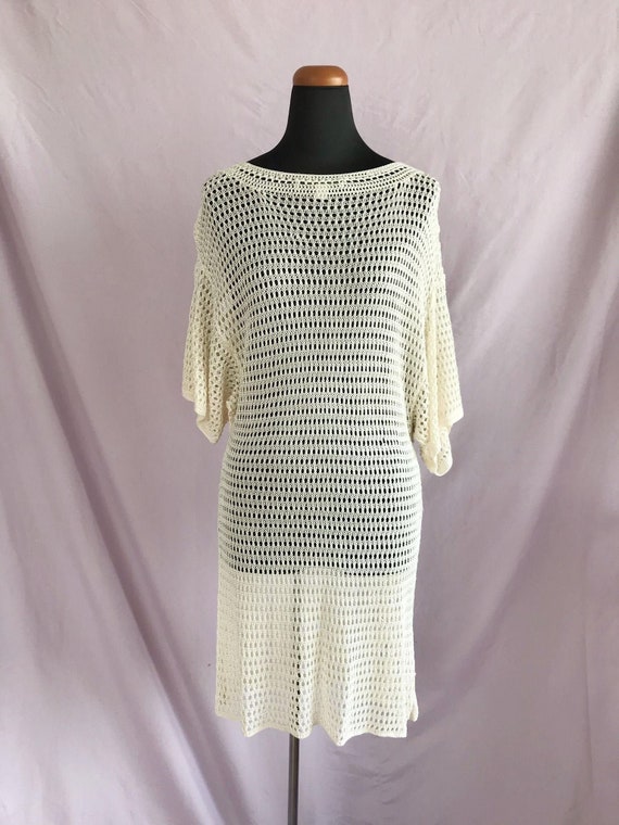 Ivory Crochet Dress, Boho Dress, Cream Crochet Kni