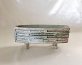 Brutalist Pottery Ikebana Vase, Japanese Home Decor, Brutalist Decor, Pottery Decor, Pottery Tray, Vintage Modern Decor, Footed Tray, Decor