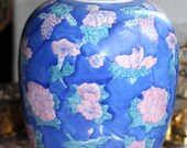 Vintage LidDist Candy Store Large Can Amphora Blue Porcelain Fayence China