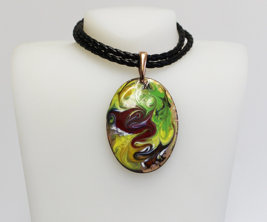 Vintage Copper Pendant Chain Pendant Enamel Handmade With Etsy UK