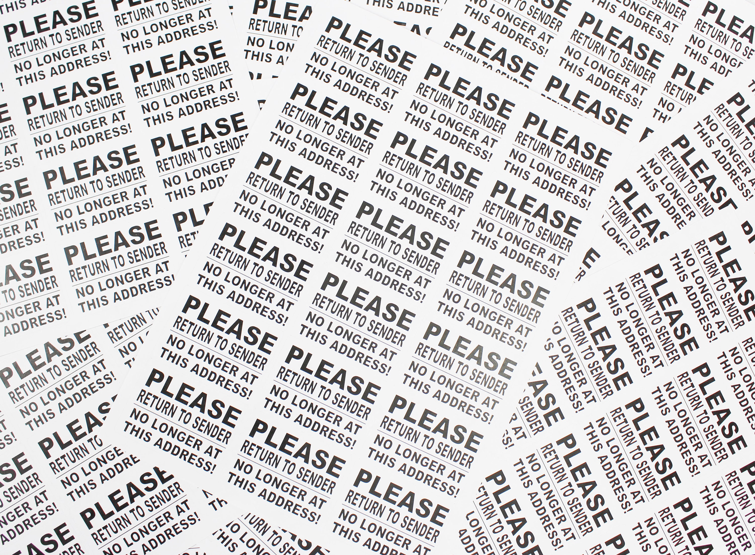 Please Return to Sender Labels / Stickers, 63.5mm X 46.6mm. 18 per ...