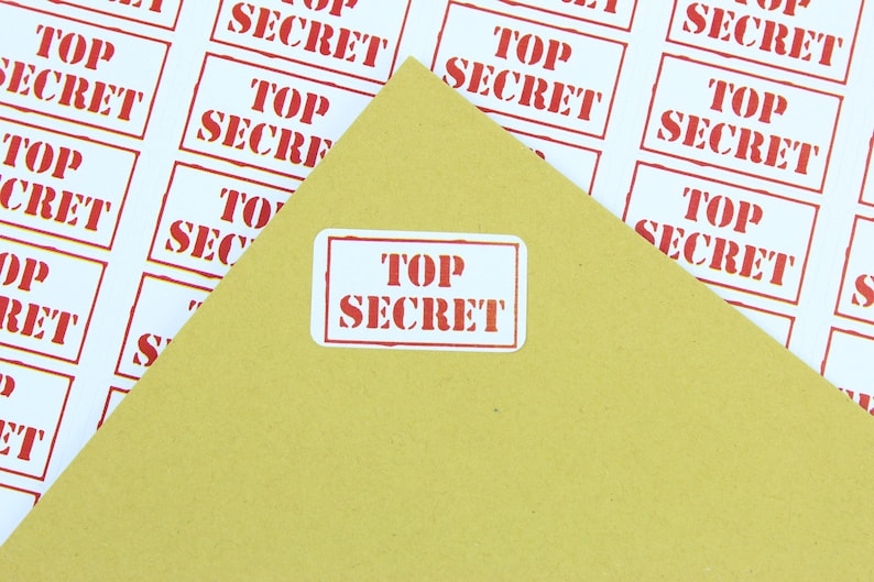 Top Secret labels stickers simply peel and apply. 65 labels per sheet Ideal for a variety of uses No messy rubber stamp