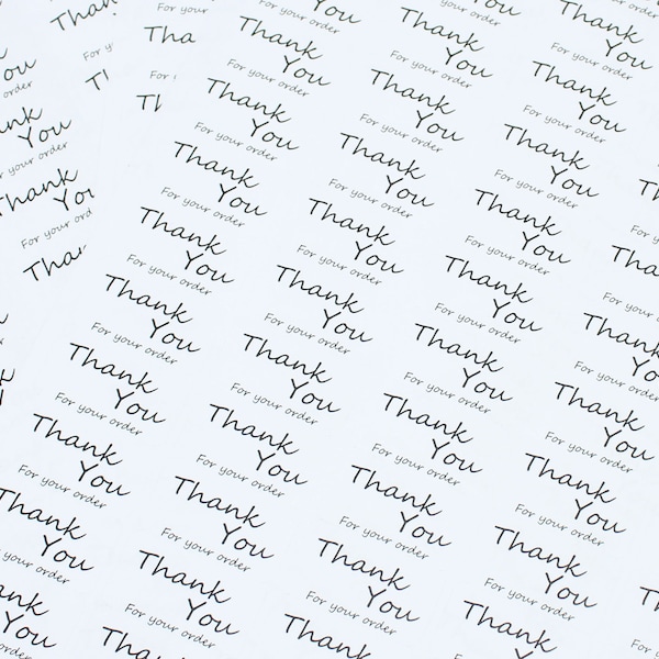 Thank you for your order labels / stickers. 65 per sheets. Black Print. An easy way to thank your customers!