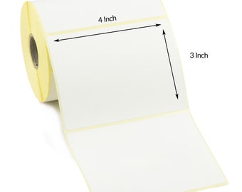 4 Inch x 3 Inch Direct Thermal Labels, Permanent adhesive. 25mm Core / 1000 per roll. For Thermal Desktop printers.
