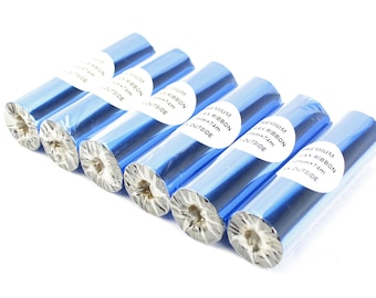 6 x 110mm x 74m Black Wax thermal transfer printer ribbons. For Zebra GC420T, GK420T, GX430T, GX420T, ZD500R, LP2844, TLP3842, TLP2844