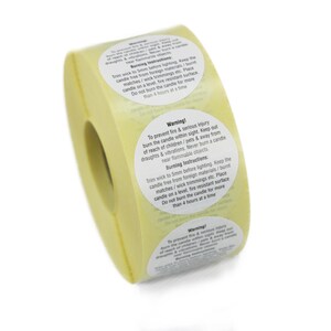 Candle Warning / Safety, Candle Makers, Labels / Stickers. 32mm Diameter. Ideal for Jars, Tins, Containers. image 1