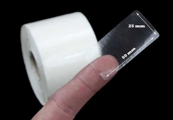 50mm x 25mm Clear Polypropylene Seal labels / stickers. Waterproof, Qty: 1000 per roll. Ideal for sealing Bags, Boxes, Packets.