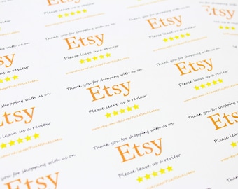 Personalised Etsy "Thank you for shopping with us" review Labels / Sticker. 18 labels per A4 Sheet. Simply Pick and Stick to your orders.