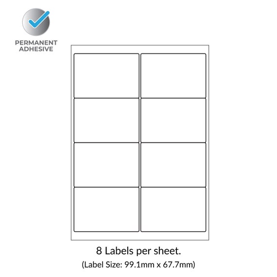 Label Planet 8 Per Page/Sheet, 25 Sheets  200 Sticky YELLOW Labels Blank Matt Quality A4 Coloured Paper Stickers For Lasercopier Or Inkjet~p109804497