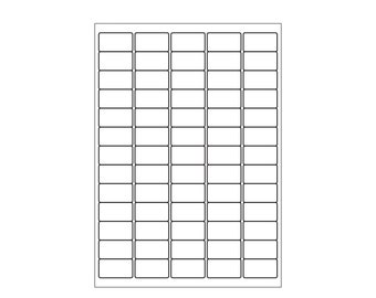 A4 Laser label sheets. 65 Labels per sheet (LL65) 38.1mm x 21.2mm. Multi use labels with Strong Permanent adhesive.