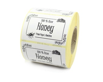Personalised Homemade Honey Jar Labels / Stickers. Ideal for Labelling your own Homemade Honey. 75mm x 50mm.