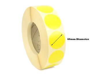 40mm Circles Yellow Thermal Transfer Labels with Permanent Adhesive. 1000 Labels. Print yourself.