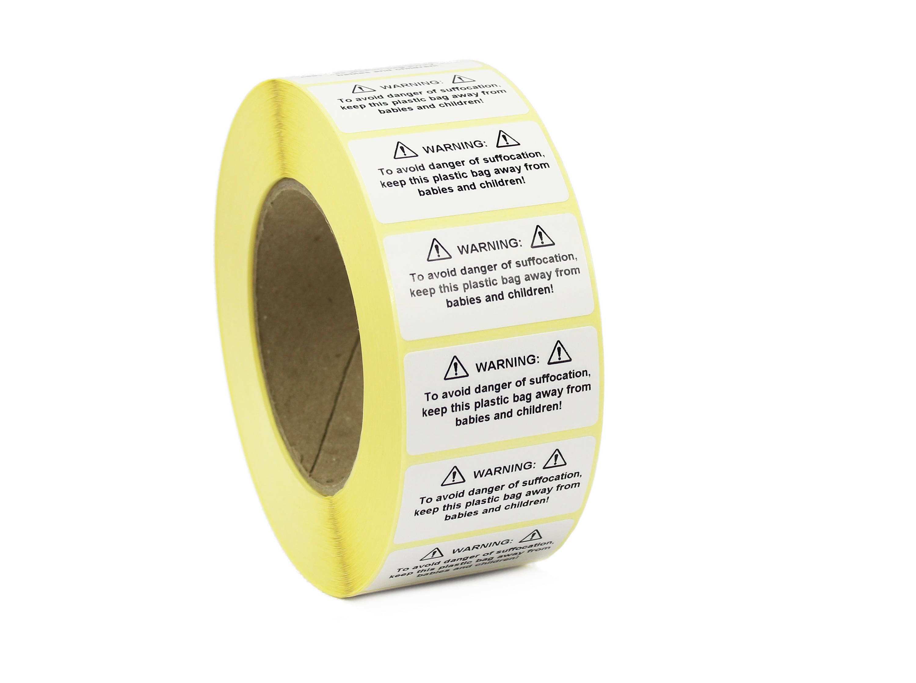 Heavy Caution 25mm Core Roll Labels Choose Quantity 