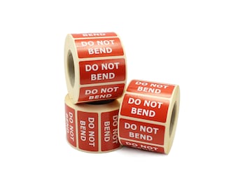 1,000 DO NOT BEND Labels / stickers. 50mm x 25mm. Red Label / White Text. Ideal for envelopes, boxes, packages.