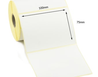 100mm x 75mm Direct Thermal Labels, Permanent adhesive. 25mm Core / 1000 per roll. For Thermal Desktop printers.