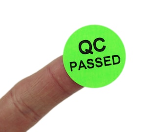25mm Diameter Florescent Green. Passed QC Check Labels. 1000 Labels per roll. QC Tested Stickers.
