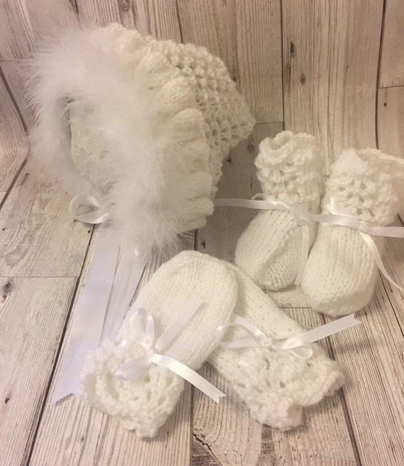 Conjunto gorro manoplas y patucos recien nacido clearance