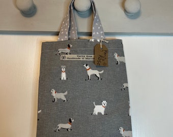 Dog mini tote bag, cotton shopper, Daschund, Scottie, Yorkshire Terrier, Golden Retriever,