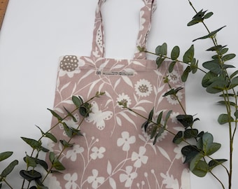 Blush cotton floral tote bag, market bag
