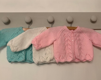 Hand Knit Baby Matinee Jacket, New Baby Gift
