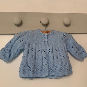 Baby matinee jacket, traditional babywear, hand knit baby cardigan, new baby cardigan, gift for new baby, hand knitted
