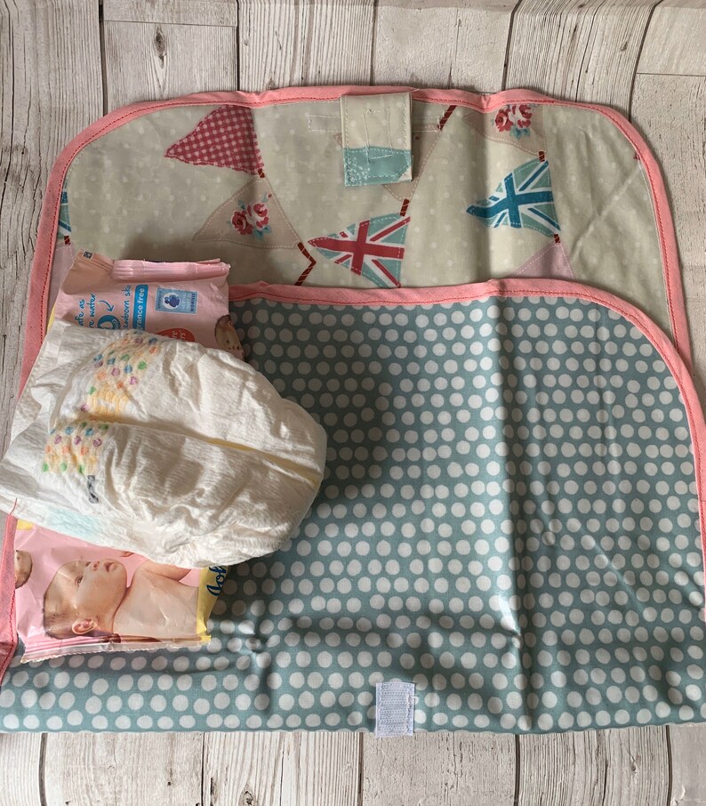 Baby Changing Mat Pink Portable Changng Pad Mint Fold up Etsy