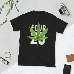 Marijuana Leaf with Four 20 for April 20th - Short-Sleeve Unisex T-Shirt –Cannabis Marijuana Mary Jane MJ 4:20 4/20