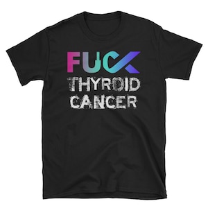 Fuck Thyroid Cancer Awareness Unisex Short Sleeve T-Shirt | Blue Pink Teal Ribbon Memory Survivor Gift | Unique Letter U